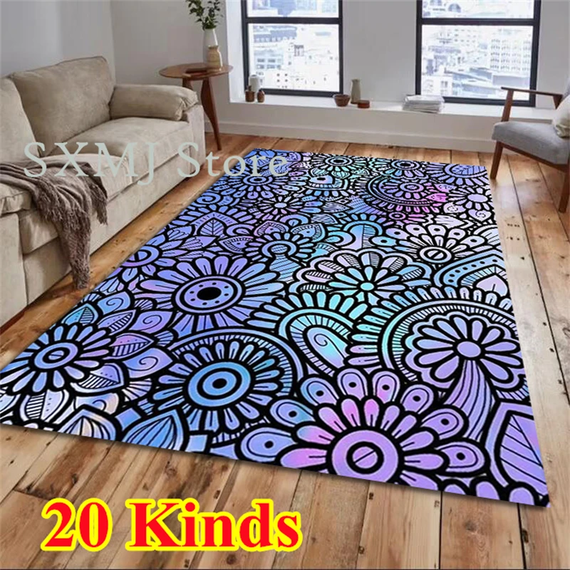 Mandala Carpet Area Rug Colorful Floral Flower Print Hallway Step Mat Doormat Bathmat for Bedroom Living Room Home Decoration
