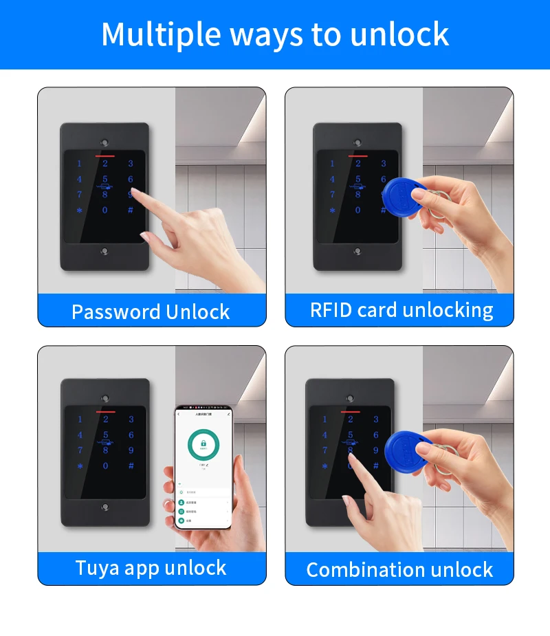 H5 Tuya Wifi Standalone Access Control RFID Keypad Metal IP67 Waterproof Embedde