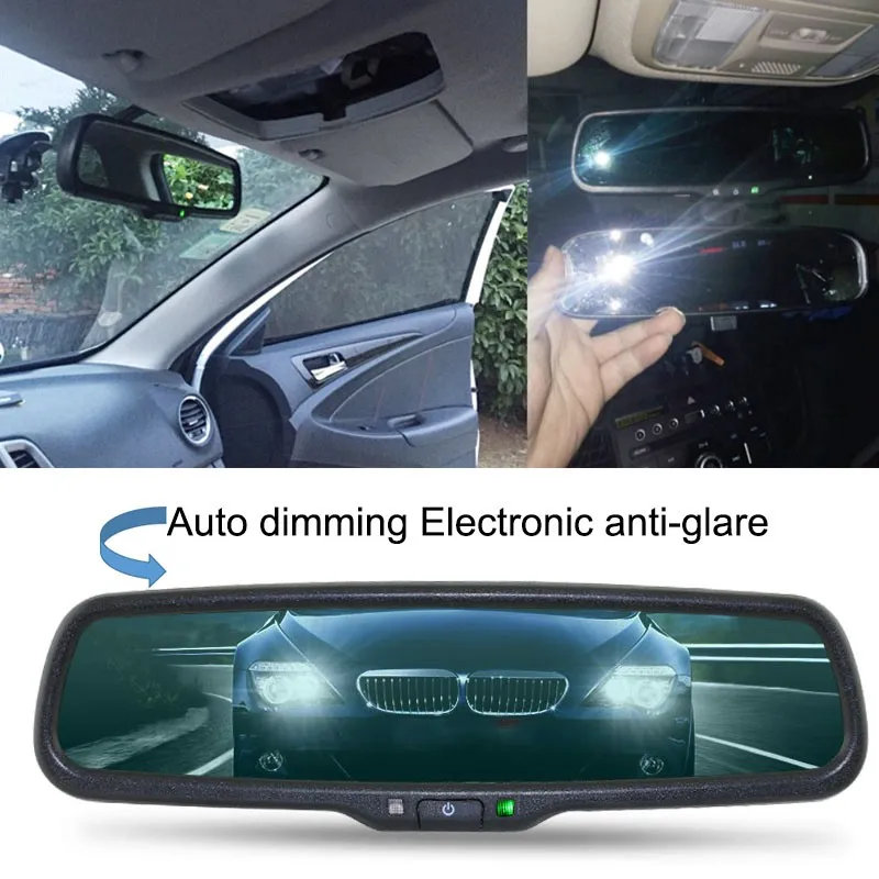 자동 디밍 후면보기 인테리어 미러 Honda Toyota Hyundai Ford Volkswagen 용 특수 브래킷이있는 눈부심 방지 백업 미러