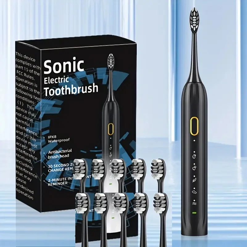 Electric toothbrush Rotary Cleaning Waterproof Rechargeable 10 Head