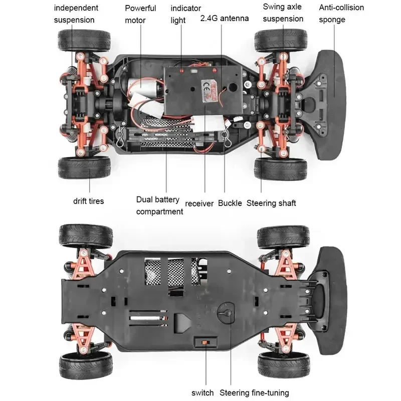 1:10 70km/h High-speed Drift Remote Control Car 2.4g 4wd Rc Off-road Vehicle Dual-speed Rc Car Children's Birthday Gift 5