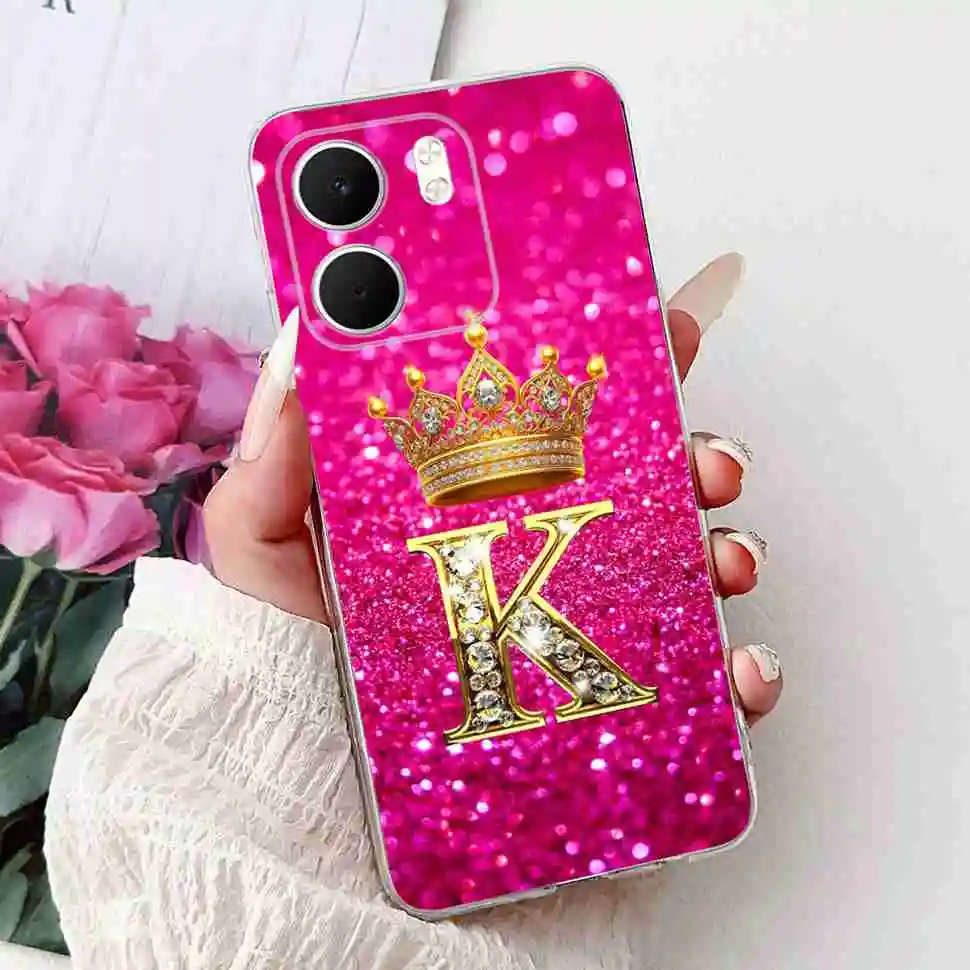 Fashion Flower Crown Soft Silicone TPU Phone Case Cover, A-Z Alphabet Design