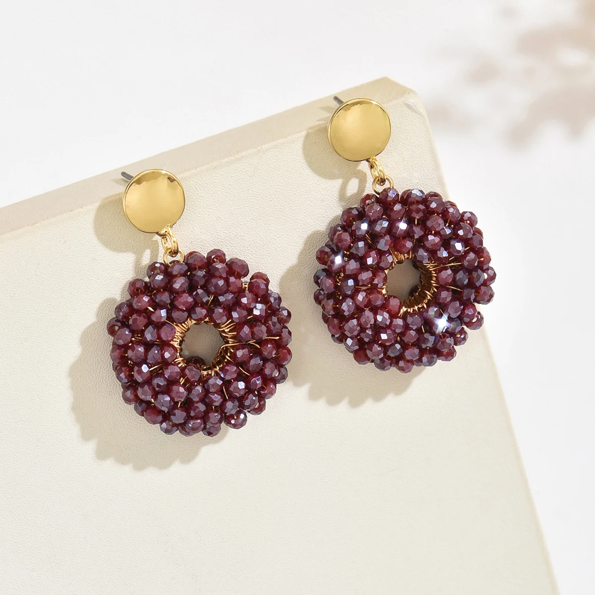 Women’s Handmade Round Bead Earrings – Minimalist Elegant Drop Jewelry