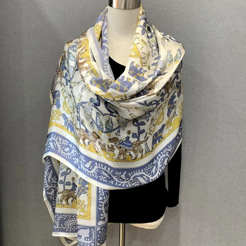 180×65cm 100% Mulberry Silk Scarf For Women Luxury Brand Shawls And Wraps Georgette Satin Long Size Crinkle Sensation In Autumn