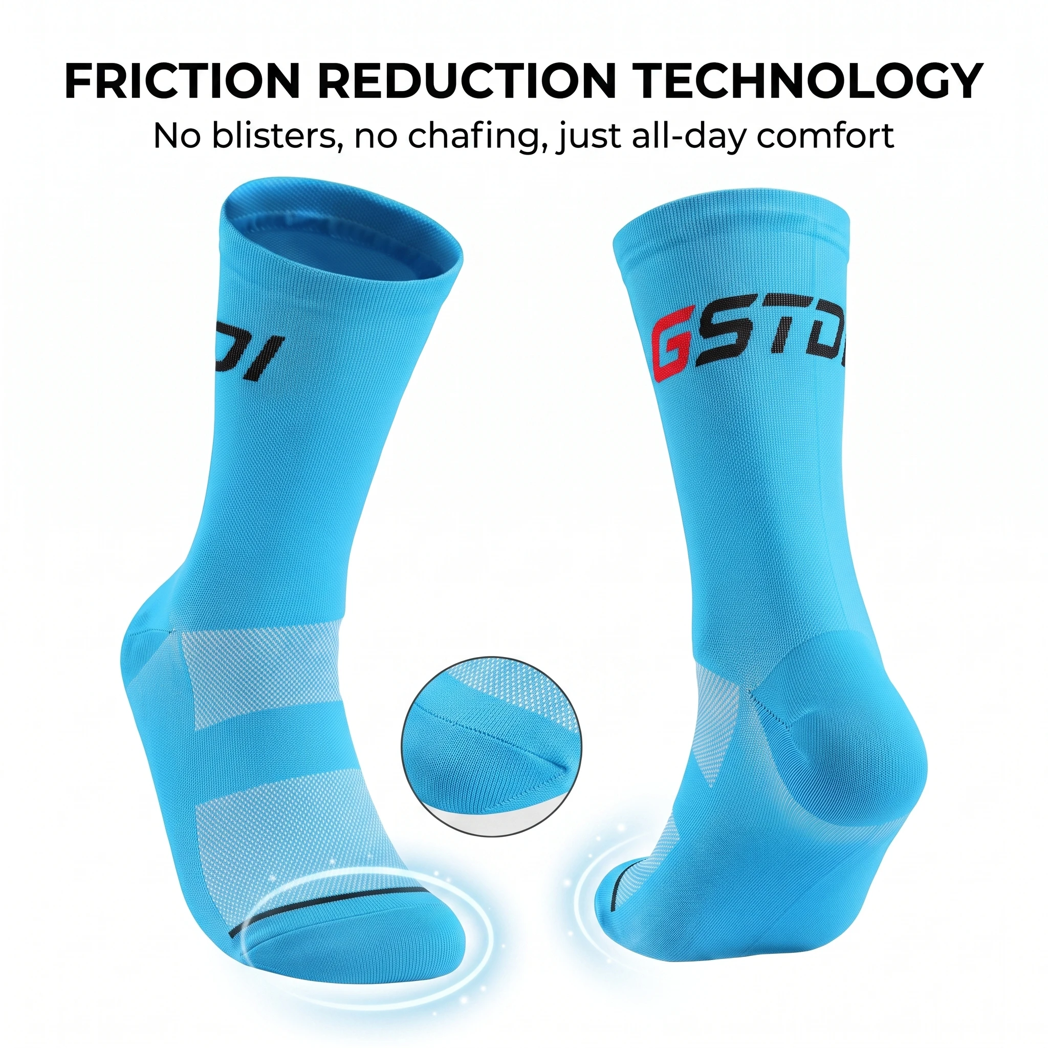 Cycling and Compression Grip Socks - Unisex Sport Socks (2 Pairs)