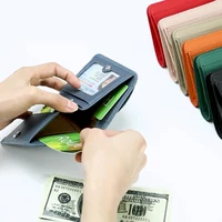 Nouveau femmes en cuir véritable Mini portefeuille RFID pliant Simple Ultra-mince petit portefeuille en peau de vache souple femme porte-carte sacs à monnaie 5