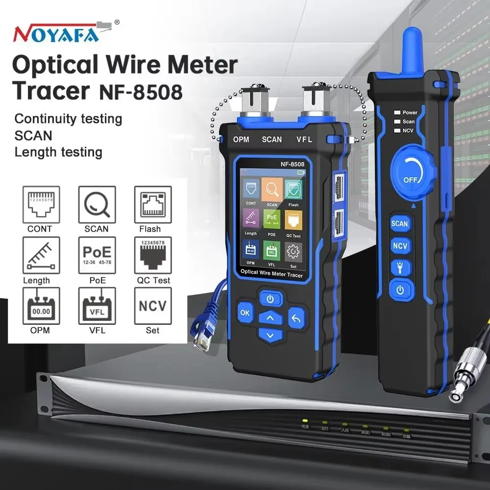 NOYAFA network cable tester LCD digital rechargeable network line finder wire tracker PoE checker optical wire meter NF-8508