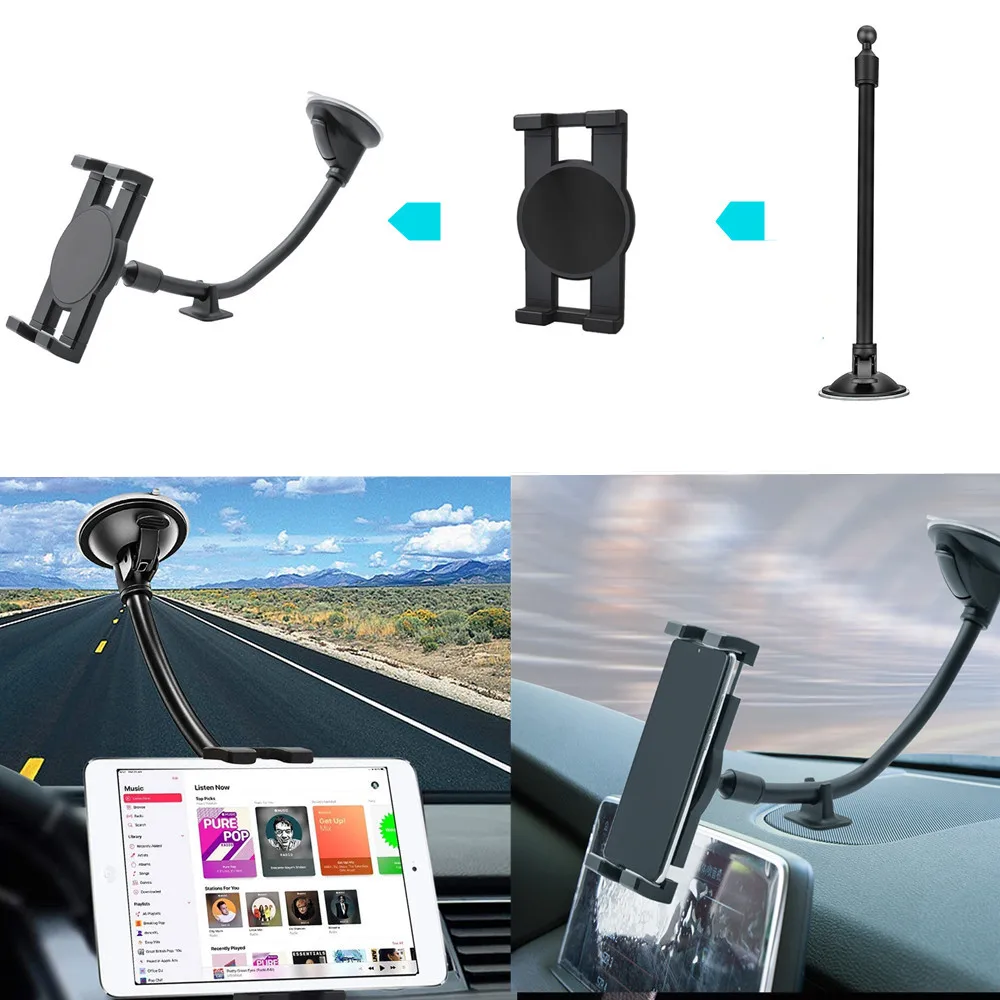 자동차 긴 팔 태블릿 앞유리 홀더, 360 ° 회전, 자동차 트럭 밴 SUV 대시 보드 전화 홀더, 5-11 인치 클립 태블릿 자동차 마운트