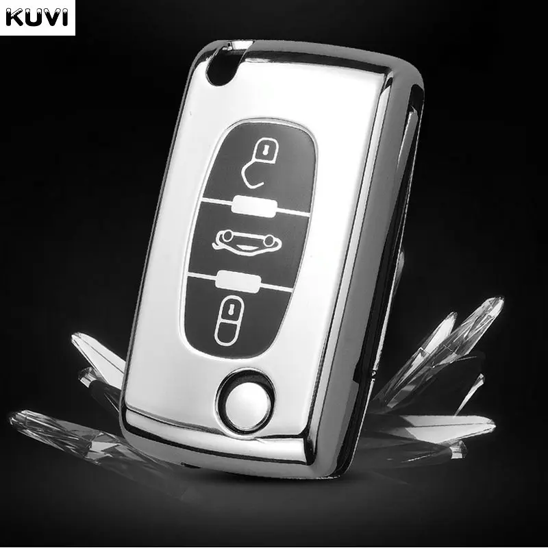 Plating TPU 2/3 Buttons Car Remote Key Case Cover Shell for Citroen C2 C3 C4 C5 C6 C8 for Peugeot 107 207 307 307S 308 407 607 key case key case cover car key shell remote control case cover