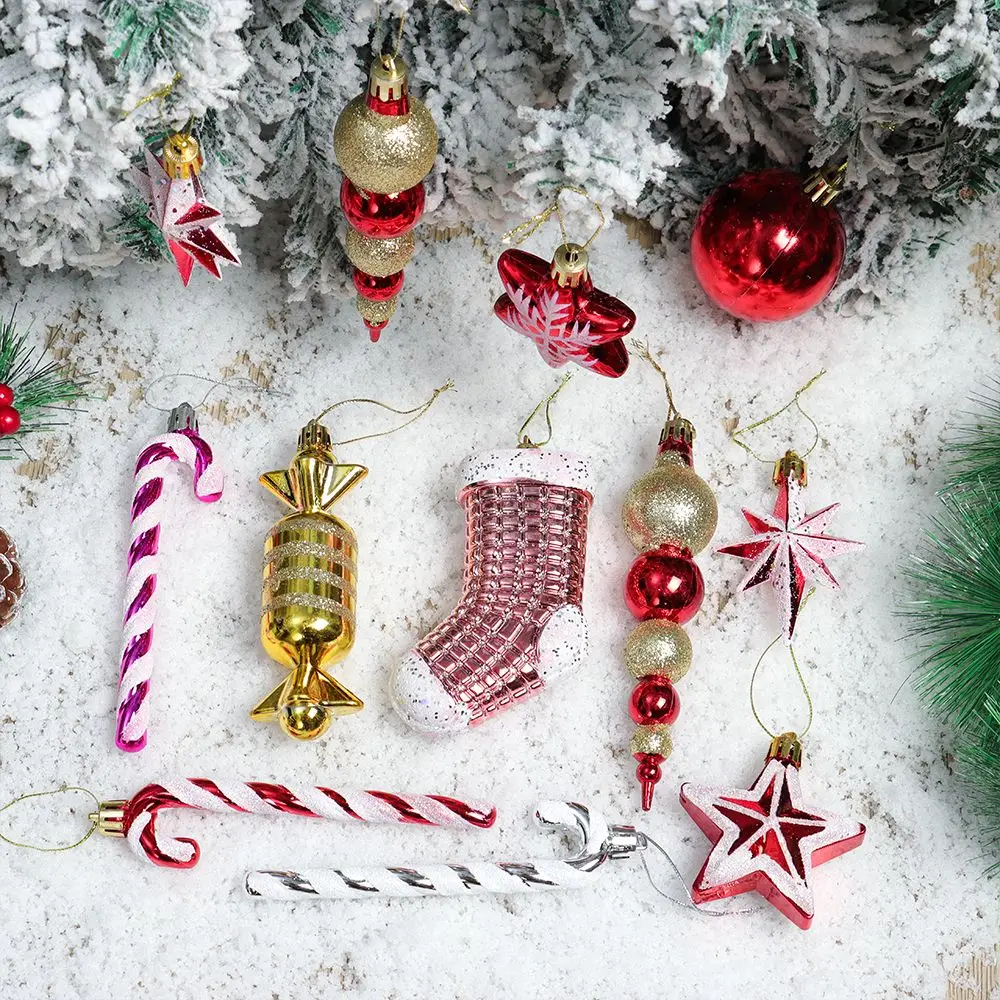 1-6Pcs Mini Plastic Christmas Cane Colorful Xmas Tree Hanging Ornaments Candy Toys Gift Party New Year Supplies Home Decorations
