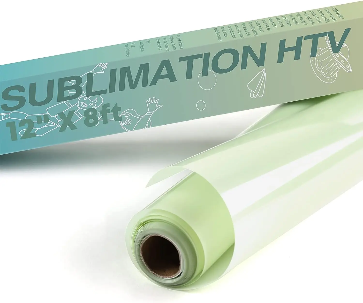 HTVRONT 12"X8ft Sublimation HTV Vinyl for LightColored Shirts Clear Heat Transfer Vinyl for