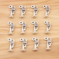 50 Pieces Silver Color Double Sided Trumpet Horn Musical Instrument Charms Pendant For DIY Necklace Making Finding Accessories 1