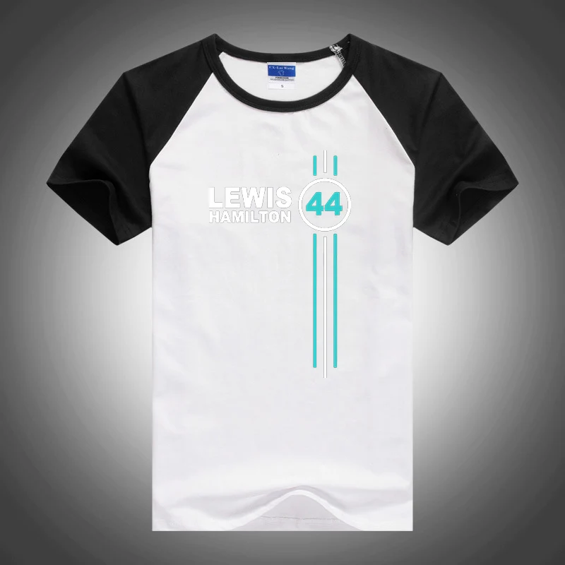 

F1 driver lewis hamilton digital 44 printed T-shirt summer T-shirt men's stitching breathable sports short sleeves.