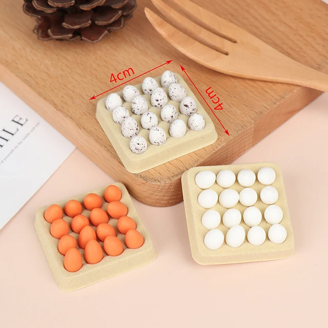 1Set Gift Playing House Miniature Simulation Food Scene Model Mini Egg With Tray Dollhouse Eggs Kitchen Toy Doll Accessories 4