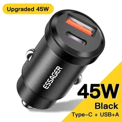Essager 30W Universal USB Car Charger with Quick Charge Technology - Black 45W A To C