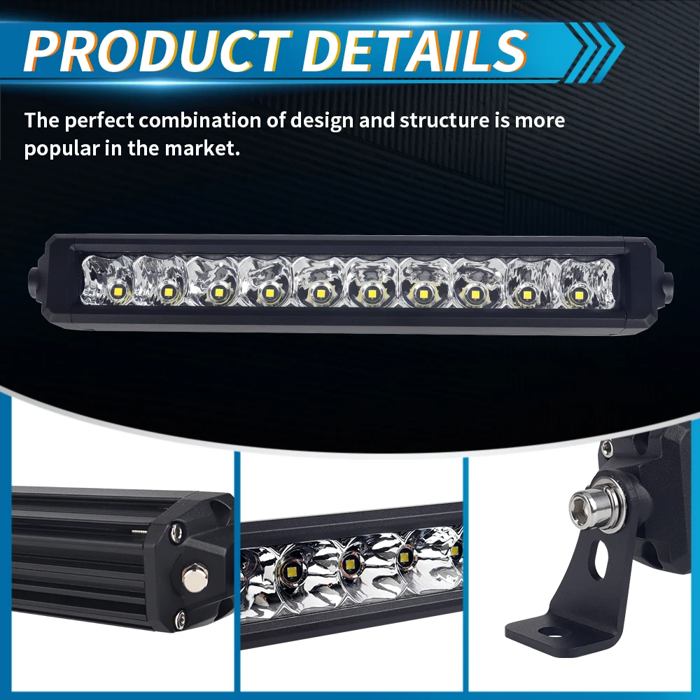 LED 라이트 바 12인치 50W 오프로드 LED 스팟 플러드 콤보 작업등 운전 안개등 IP68 트럭 자동차 ATV UTV SUV 보트용