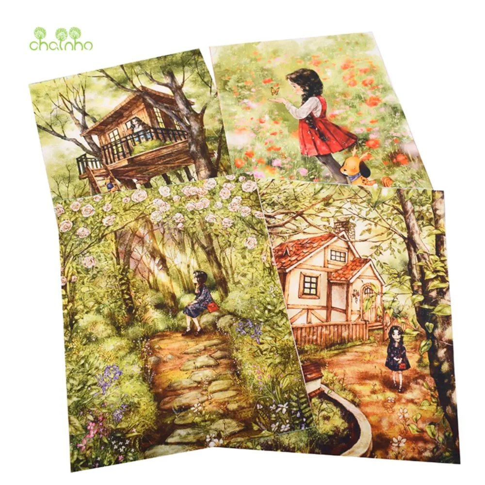 Chainho,Hand Dyed Cotton Fabric,Girl Series,DIY Sewing & Quilting,Purse,Bags,Books Cover,Home Decoration Material,15x20cm/Piece