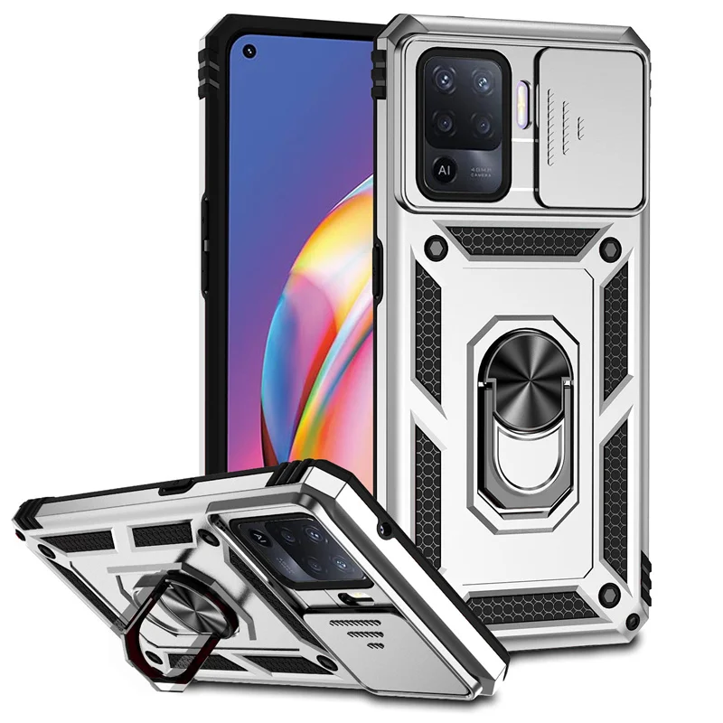 Shockproof Armor Case with Magnet Ring Holder and Side Camera Lens Protection