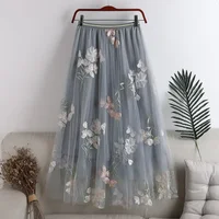 Woman Clothing Casual Elegant Summer Embroidery Streetwear Party Y2k Skirt Fashion Clothes Vintage Long Skirt Ethnic Style