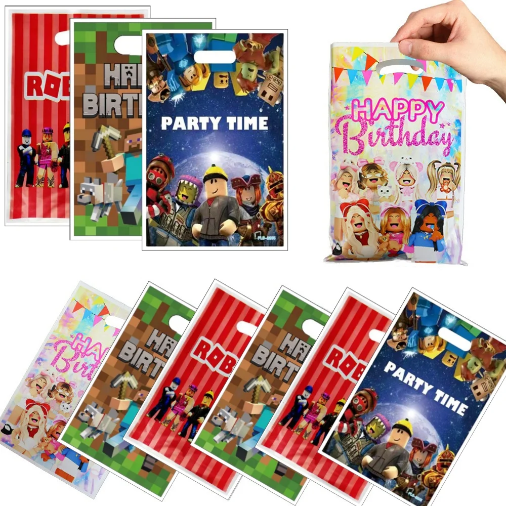 

10/40pcs Robot Gift Bags Sandbox Game Plastic Candy Bag Child Party Loot Bags Boy Girl Kids Birthday Party Favors Supplies Decor