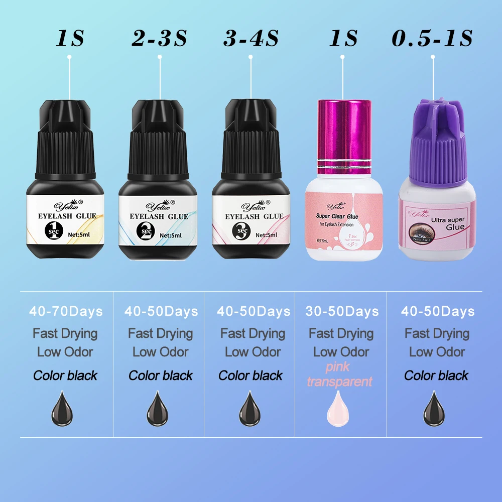 Yelix Eyelash Extension Glue 0.5-1 Sec Fast Dry Individual Lashes Glue Sensitive Eye Black/Clear Eyelash Glue Lash Extension 3