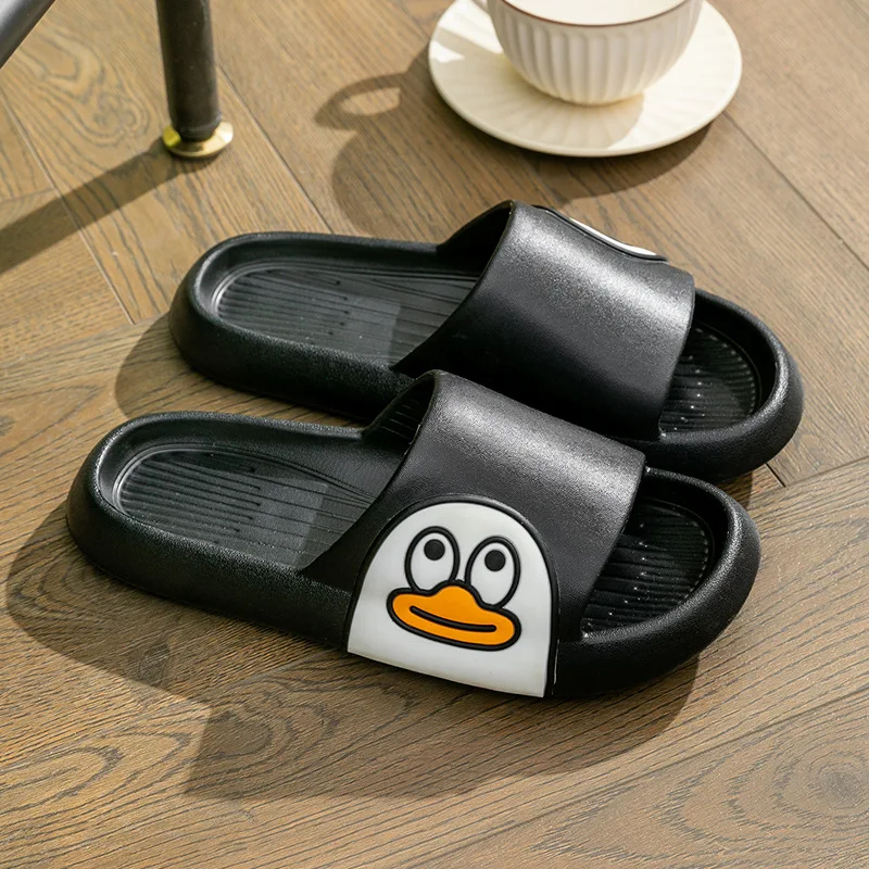 Cartoon Beer Duck Summer Women Indoor Slippers Non-slip Bathroom Home Slippers Floor Flat Ladies Men Shoes Thick Bottom Slides 