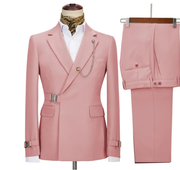 2 Pieces Men's Business Suits Regular Fit Notch Lapel Prom Tuxedos For Wedding (Blazer+Pants)Does not include chest accessories - same as photo10, XL