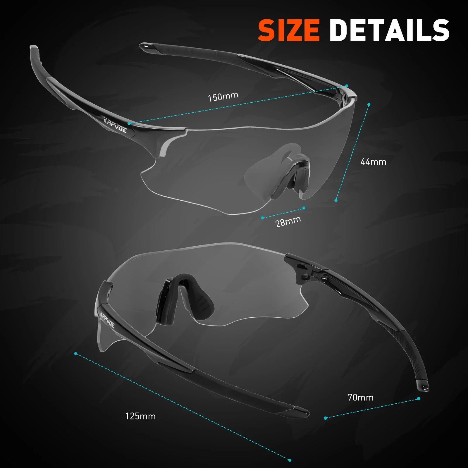 Kapvoe Photochromic Running Sunglasses Lightweight Sports Glasses for Men Marathon Cycling Mountain Bicycle Goggles Eyewear Red