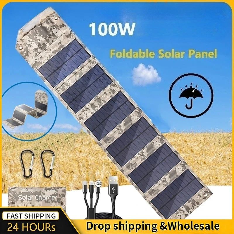 Panel Solar Plegable 100W/60W Cargador USB Portátil