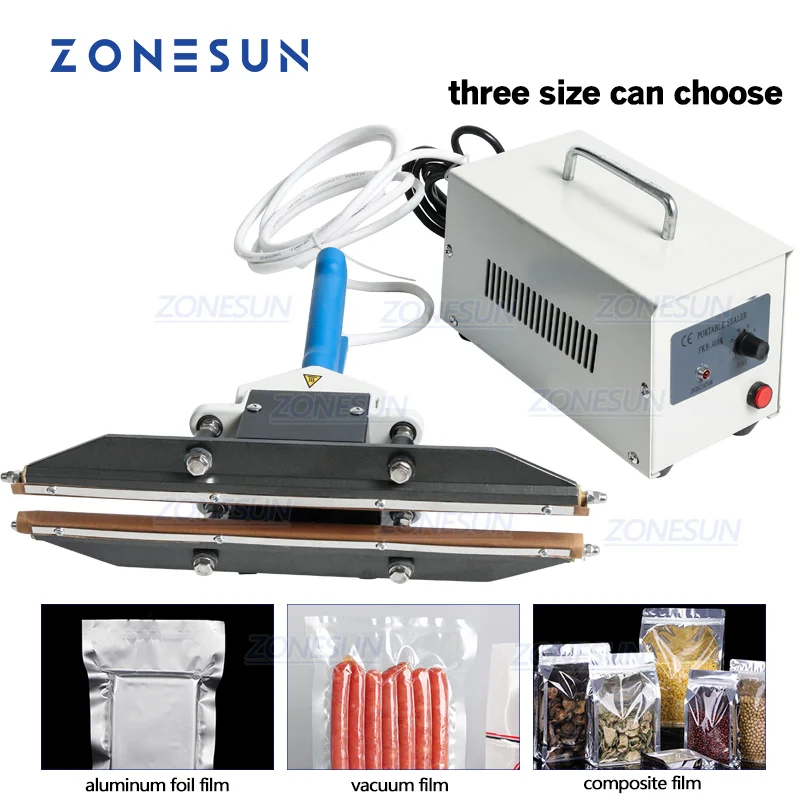 

ZONESUN 300mm instant hot Plier portable impulse sealer sealing machine for aluminum vacuum composite film mask snack packaging