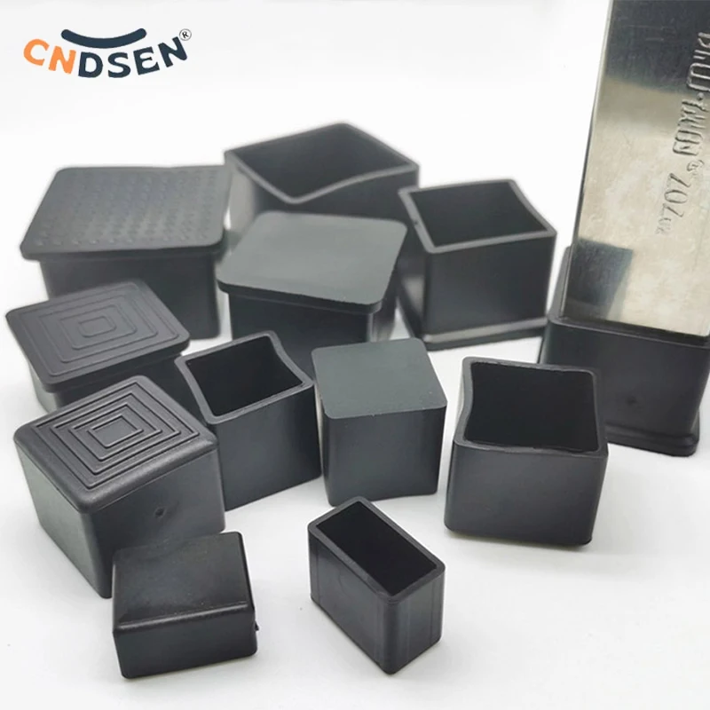 Table Leg Tips PVC Caps Floor Protector Non-slip Square Rubber Feet 10x10mm~60x60mm 10