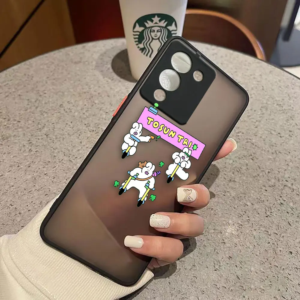 thumbnail image 1 of Matte Case for infinix NOTE 12 G96 11 10 8I 8 7 SMART 4 SPARK 8 8P 6 PRO S5 Case Funda Coque Capa Shell White Pig Rabbit Cartoon, 1 of 5