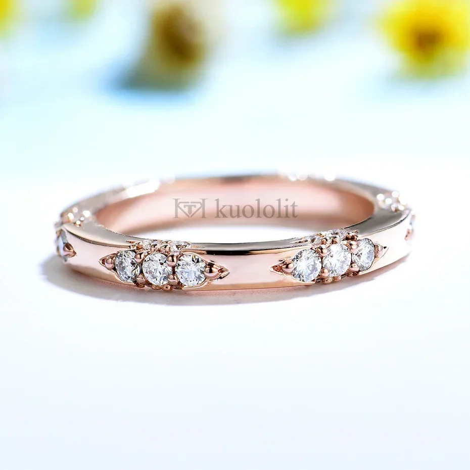 Kuololit Knife Edge 585 14K 10K Rose Gold Moissanite Ring for Women Lacie Matching Eternity Band Engagement Promise moissanite ring gold rings gemstone ring