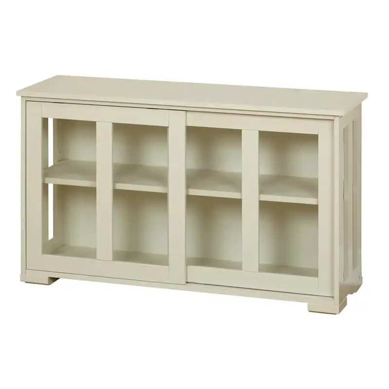 

Tempered Glass Doors Stackable Storage Cabinet, Antique White