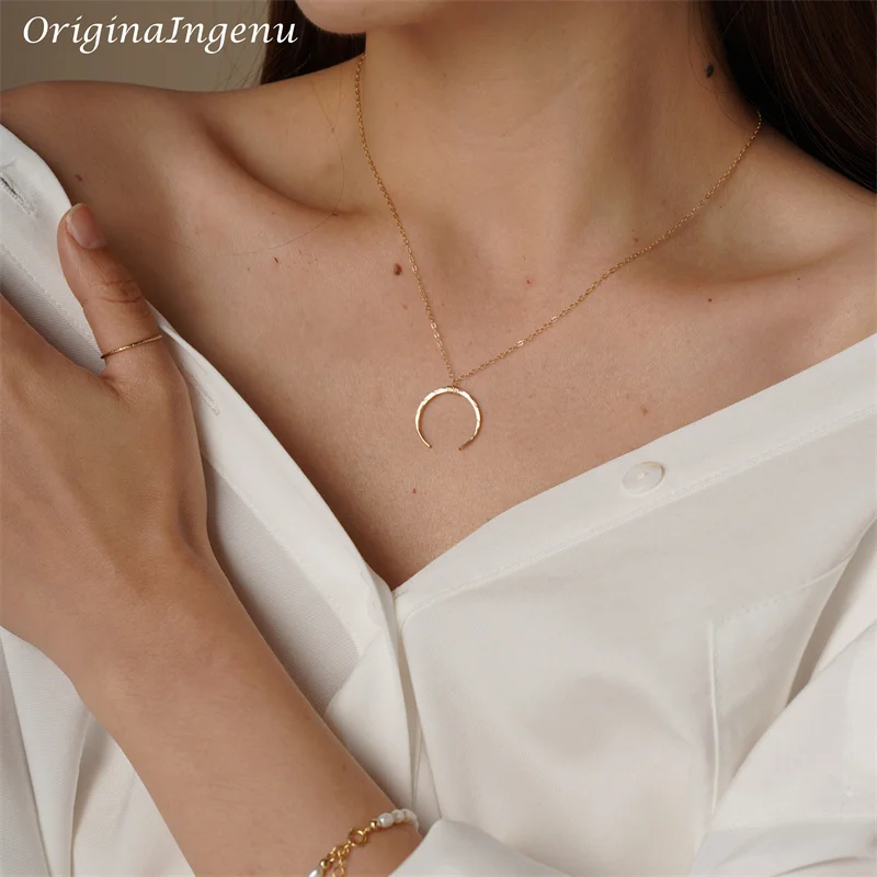 Moonstone Necklace Upside Moon Necklace Delphine Moon Necklace