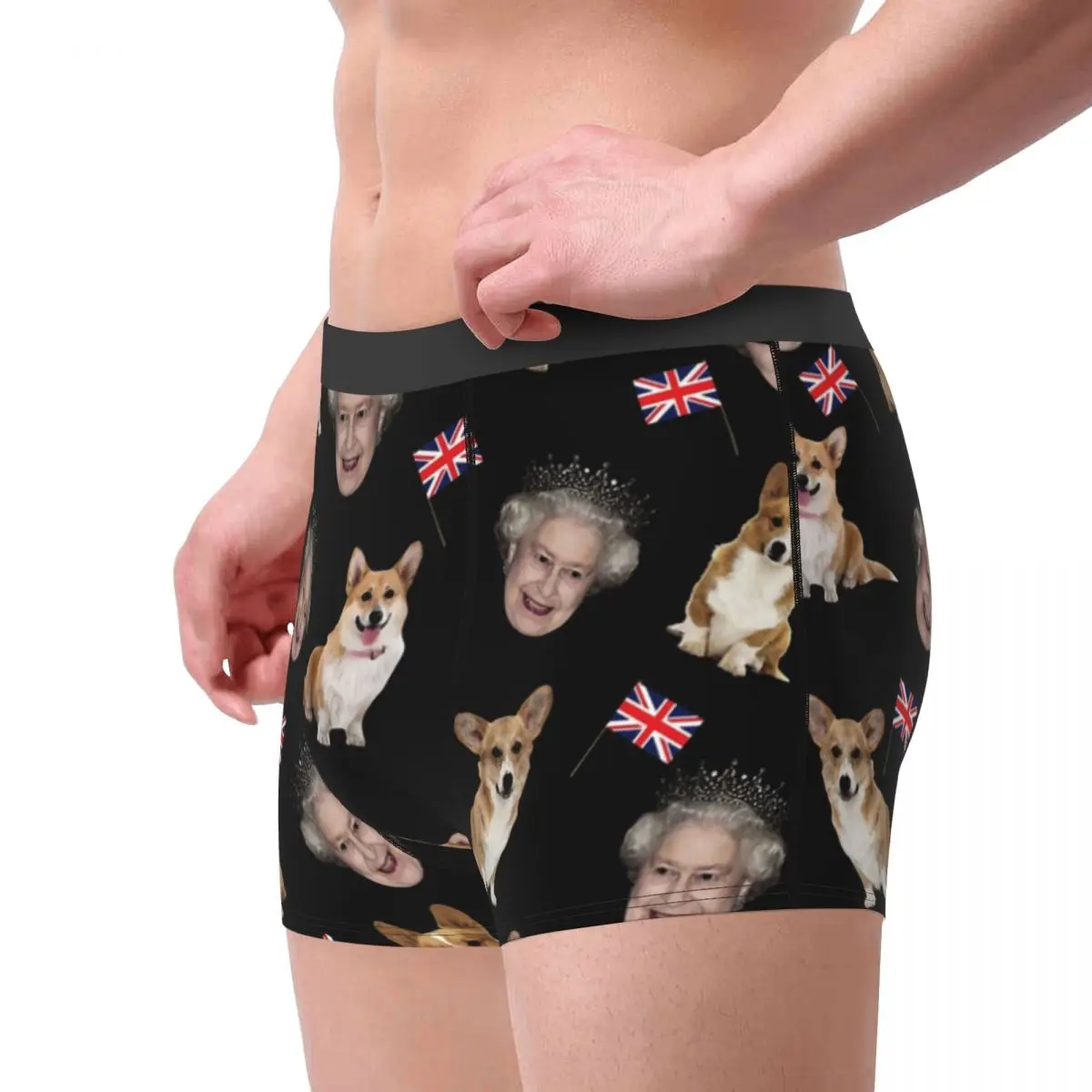 Queen Elizabeth And Corgis Pattern Boxer Shorts For Homme 3D Printed Male Underwear Panties Briefs Breathbale Underpants 3