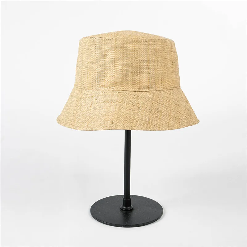 

202305-2508363 chic summer handmade raffia grass drill chain sun protection leisure lady bucket cap men women fishermen hat