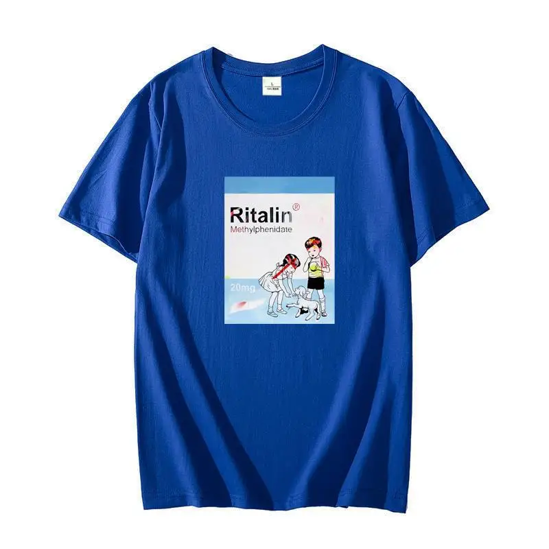 

Cotton T-shirt Ritalin Psychedelic Trippy Lucid Dream graphic t shirts Unisex fashion oversize t-shirts Summer Men's clothing