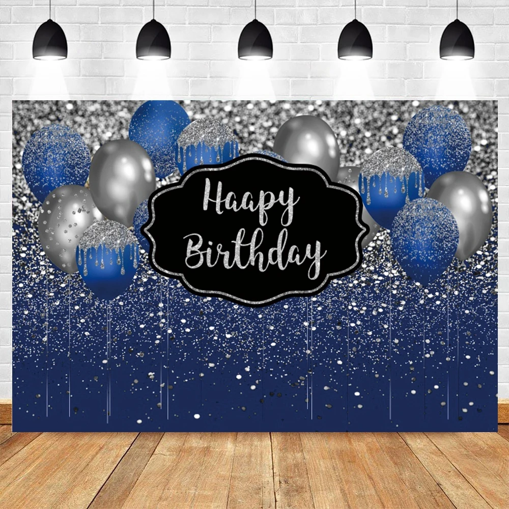 

Adult Birthday Photography Background Blue Balloon Spots Photocall Party Decor Photographic Backdrop Photo Studio Shoots Prop