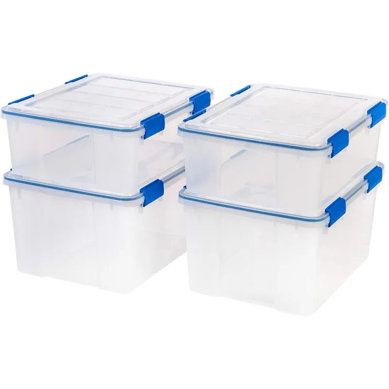 

USA 44 Quart and 26.5 Quart WeatherPro Storage Box Combo with Durable Lid and Seal and Secure Latching Buckles