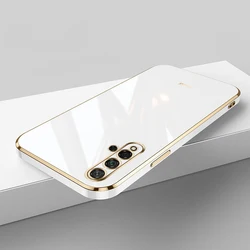 Luxury Square Plating ShockProof Silicone Back Cover s Case for Huawei nova 7i (6D White)