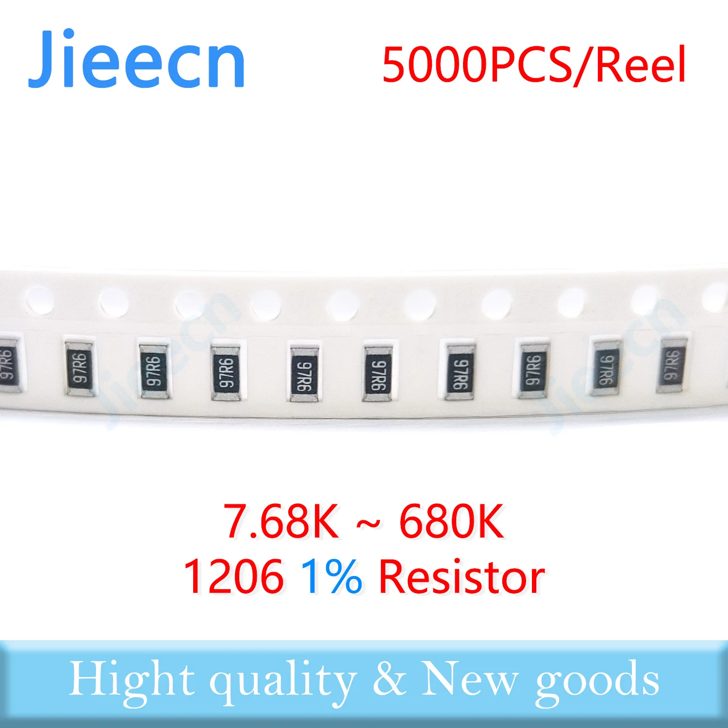 

Jieecn 5000PCS 1206 F 1% SMD Resistor 7.68K-680K 1/4W 10K 9.76K 11K 12K 13K 15K 16K 18K 49.9K 499K 97.6K 110K 100K ohm 3216