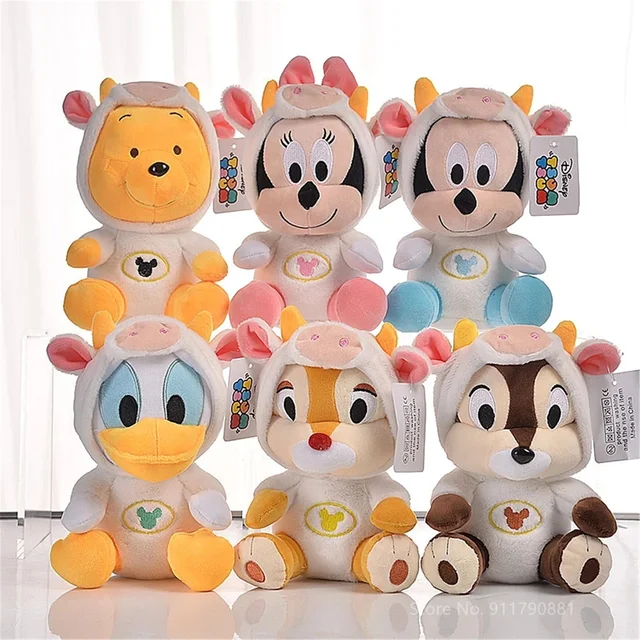 6 Pieces/set Disney Plush Toy 20cm Cute Cartoon Mickey Minnie Bear Cartoon Plush Doll Children's Gift Bedroom Decoration
