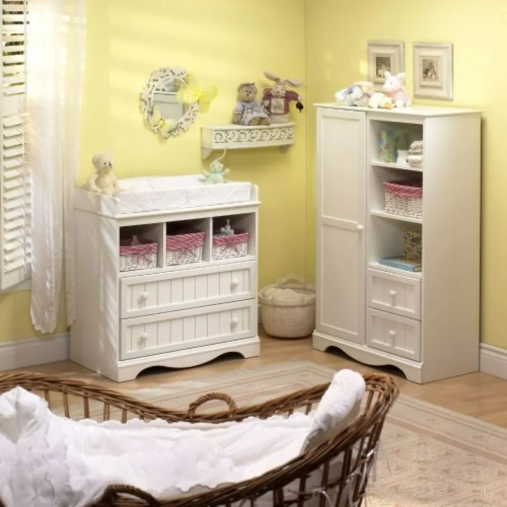Children's wardrobe, pure white, 33x18.75x48.75 inches