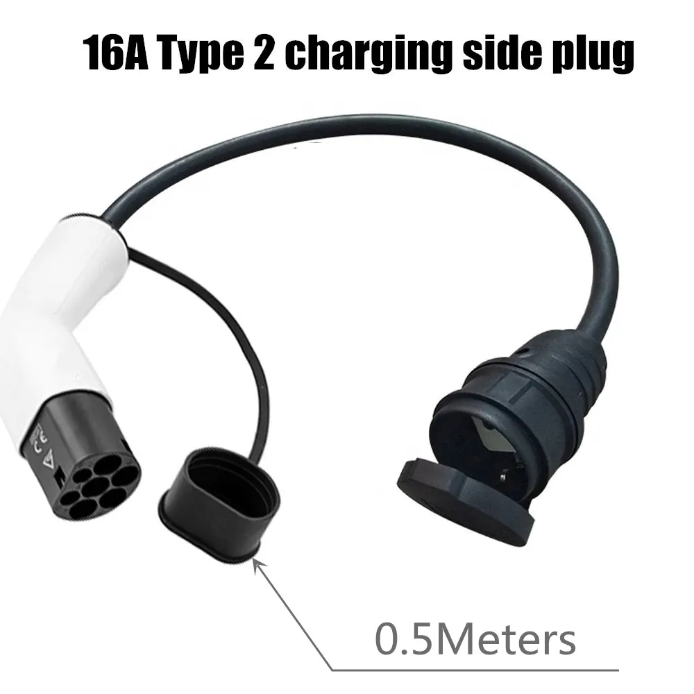 16A Type1 to Schuko EV Charging Type2 Charging Side Plug to Schuko Socket Adapter Car Charging Stations for Electric Vehicle цена и фото