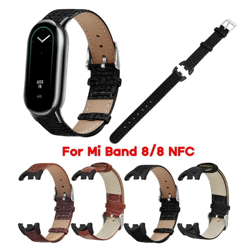 

Waterproof Wristband Compatible for Xiaomi Mi Band 8 Watch Bracelet Sport No-Gap PU Leather Band Anti-scratch Sweatproof Strap