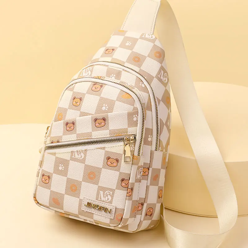 

Women Bags Female Chest Bags New Fashion Sports Shoulder Bags for Women PU Leather Zipper Messenger Bag Kawaii Crossbody Pack