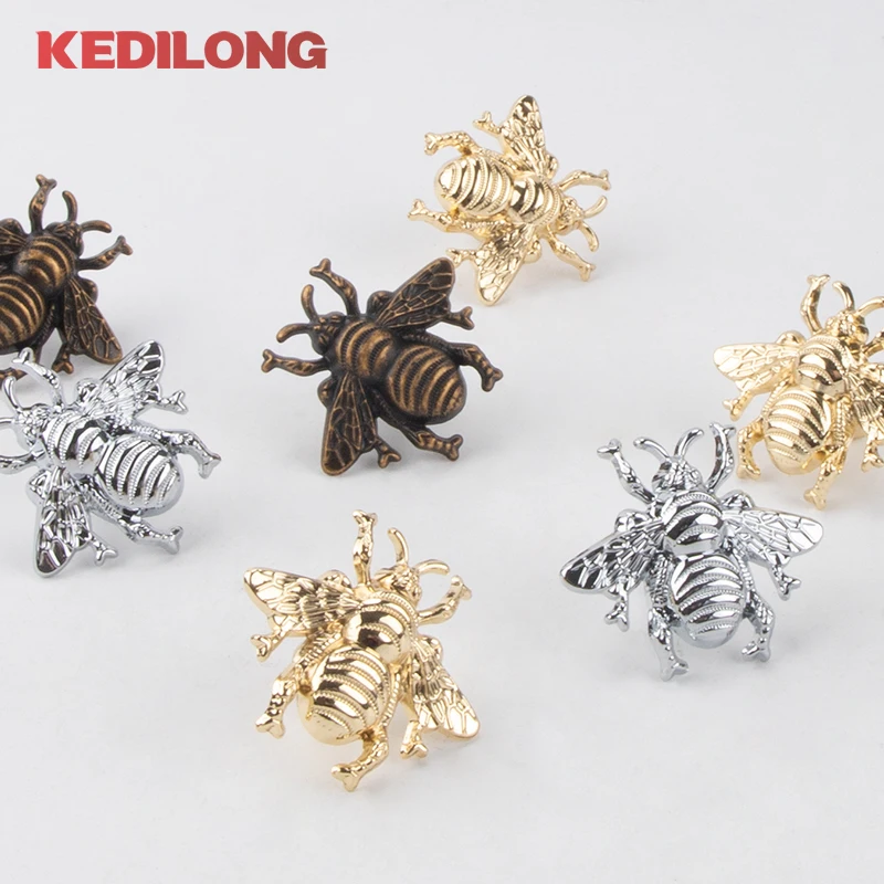 Modern Insect Drawer Knob Armário de Cozinha Silver Bee Handle American Retro Bronze Pull Minimalista Gold Pcs