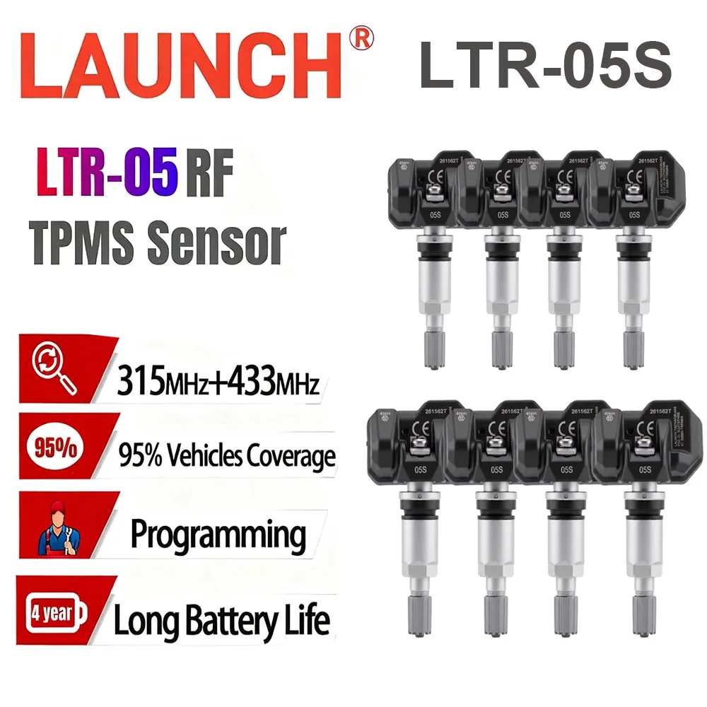 Launch LTR05 RF TPMS Sensor LTR05S 315MHz & 433MHz Universal Programmable Tire Pressure Monitoring System for Mercedes BMW