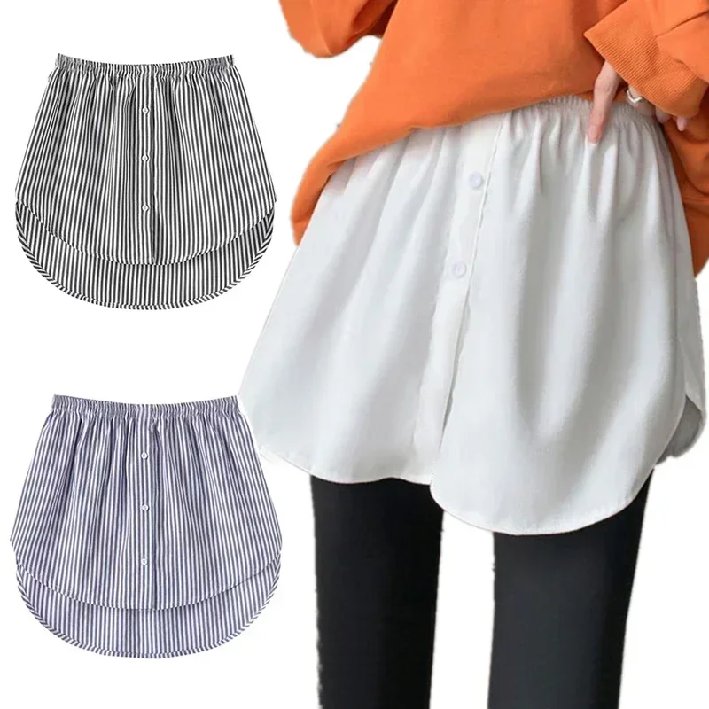 

S-2XL Women Fake Shirt Hem Detachable Underskirt Irregular Skirt Tail Blouse Hem Extender Mini Skirt Layered Inner Layer